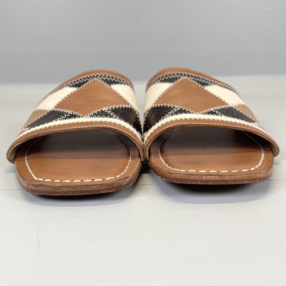 Bernardo Shoes Womens Size 10 M Brown Patchwork Leather Slide Sandals Square Toe - Picture 3 of 11